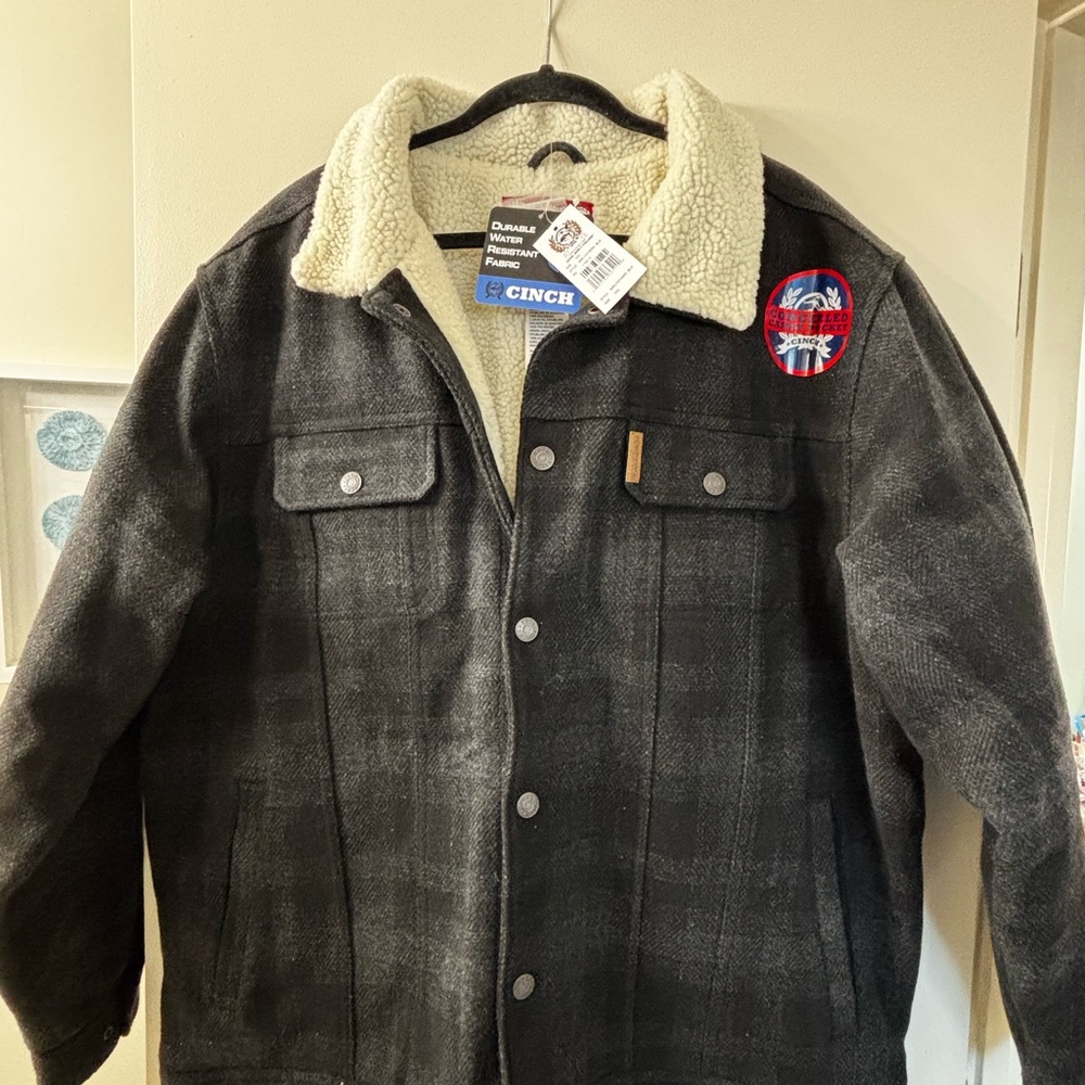 Cinch Men's Black Plaid Sherpa-Lined Jacket